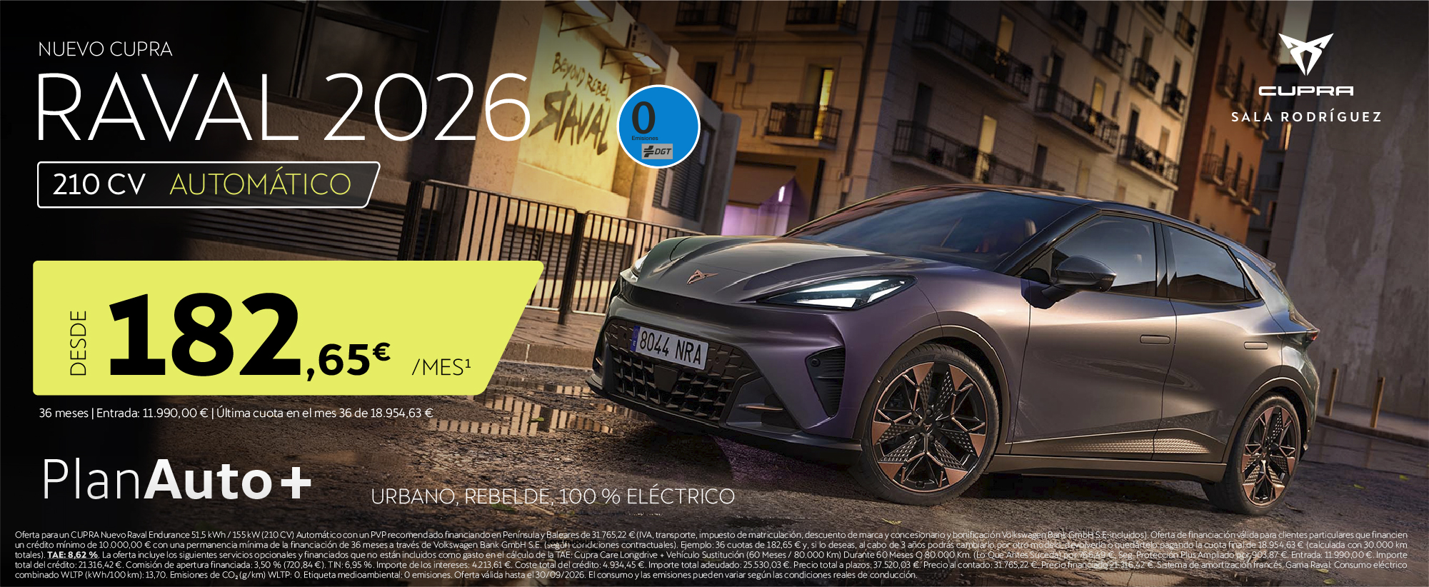 Nuevo CUPRA Raval 2026 desde 182,65€/mes